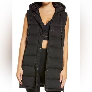COPY - ZELLA Long Hooded Puffer Vest In Black Size medium worn twice